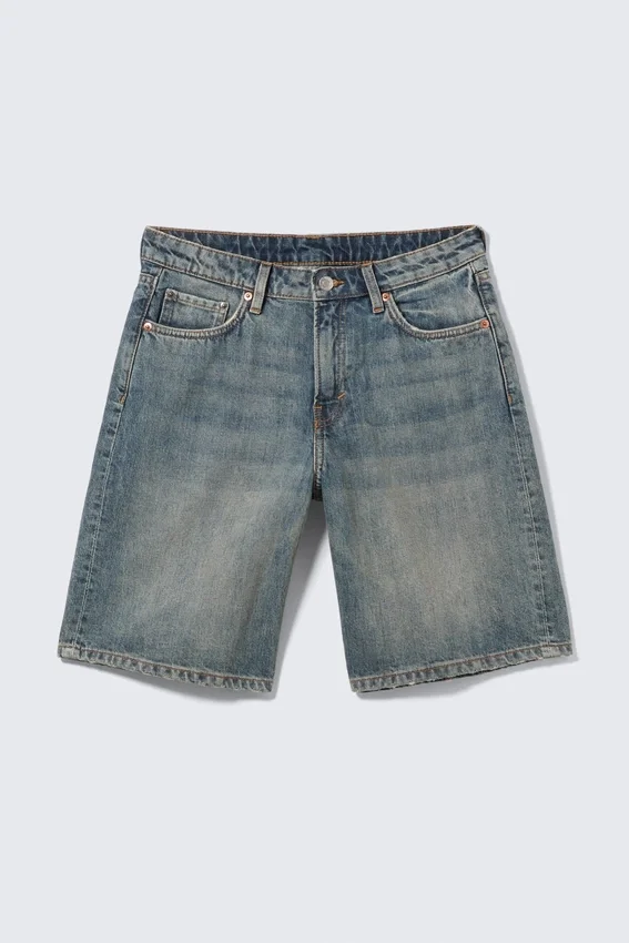 Pantalones cortos vaqueros de talle bajo Monterey – Azul Arizona – Azul medio Pantalones cortos vaqueros de talle bajo Monterey – Azul Arizona – Azul medio