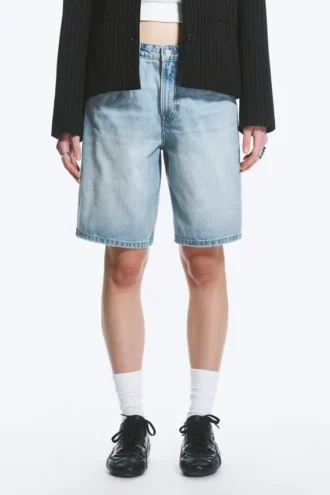 Pantalones cortos vaqueros de talle bajo Monterey – Azul Kimberley – Azul claro