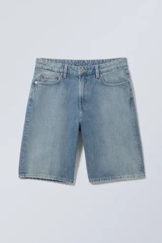 Pantalones cortos vaqueros de talle bajo Monterey – Blue Fade – Azul medio