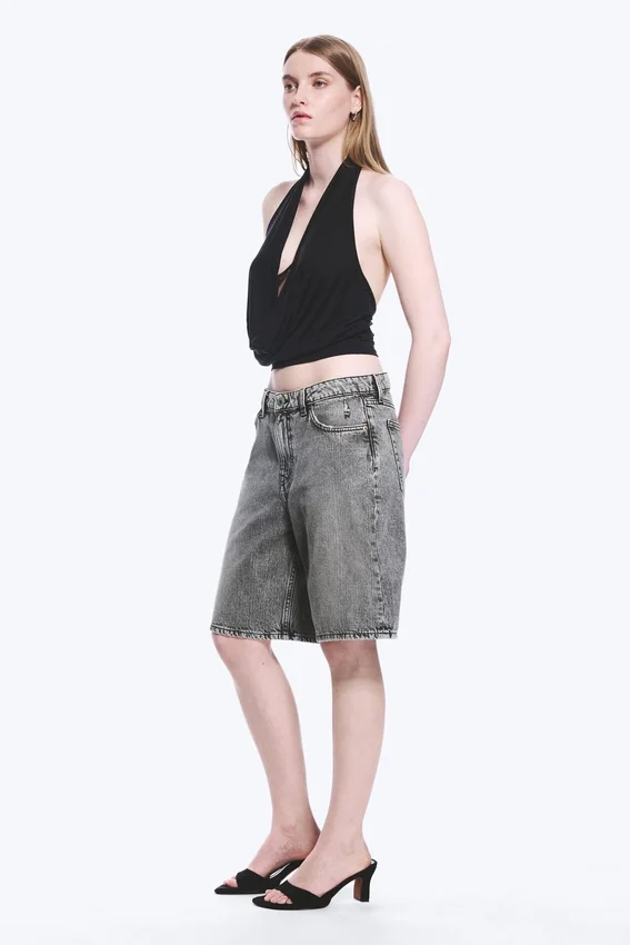 Pantalones cortos vaqueros de talle bajo Monterey – Gris desgastado – Gris Pantalones cortos vaqueros de talle bajo Monterey – Gris desgastado – Gris
