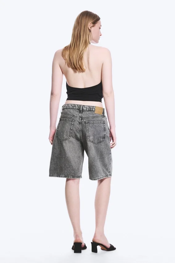 Pantalones cortos vaqueros de talle bajo Monterey – Gris desgastado – Gris Pantalones cortos vaqueros de talle bajo Monterey – Gris desgastado – Gris