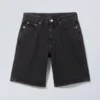 Pantalones cortos vaqueros de talle bajo Monterey – Negro ajustado