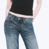 Pantalones cortos vaqueros de talle bajo Planet Slim – Blue Hymn – Azul medio Pantalones cortos vaqueros de talle bajo Planet Slim – Blue Hymn – Azul medio