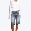 Pantalones cortos vaqueros de talle bajo y largo hasta la rodilla Atom – Azul Redondo – Azul medio Pantalones cortos vaqueros de talle bajo y largo hasta la rodilla Atom – Azul Redondo – Azul medio