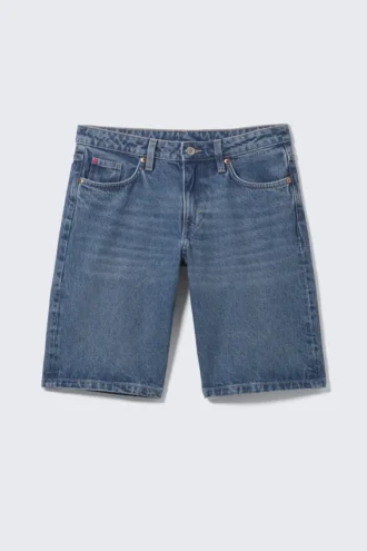 Pantalones cortos vaqueros de talle bajo y pierna ancha de Imoo – Azul atardecer – Azul medio
