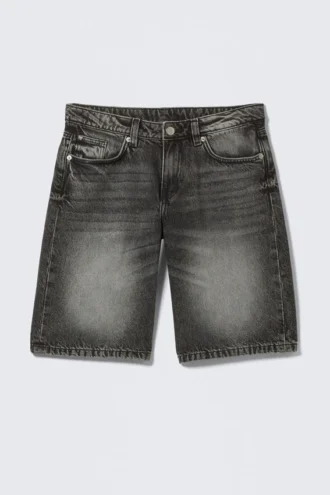 Pantalones cortos vaqueros de talle bajo y pierna ancha Imoo – Haunted Black – Negro