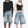 Pantalones cortos vaqueros holgados de talle medio Astro Loose Baggy – Azul Stream – Azul medio Pantalones cortos vaqueros holgados de talle medio Astro Loose Baggy – Azul Stream – Azul medio