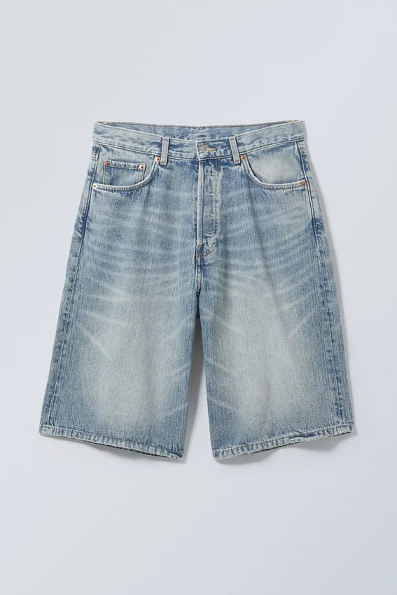 Pantalones cortos vaqueros holgados de talle medio Astro Loose Baggy – Azul Stream – Azul medio Pantalones cortos vaqueros holgados de talle medio Astro Loose Baggy – Azul Stream – Azul medio