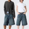 Pantalones cortos vaqueros holgados de talle medio Astro Loose Baggy – Blue Hymn – Azul medio Pantalones cortos vaqueros holgados de talle medio Astro Loose Baggy – Blue Hymn – Azul medio