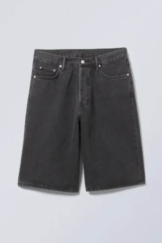Pantalones cortos vaqueros holgados de talle medio Astro Loose Baggy – Negro Tuned