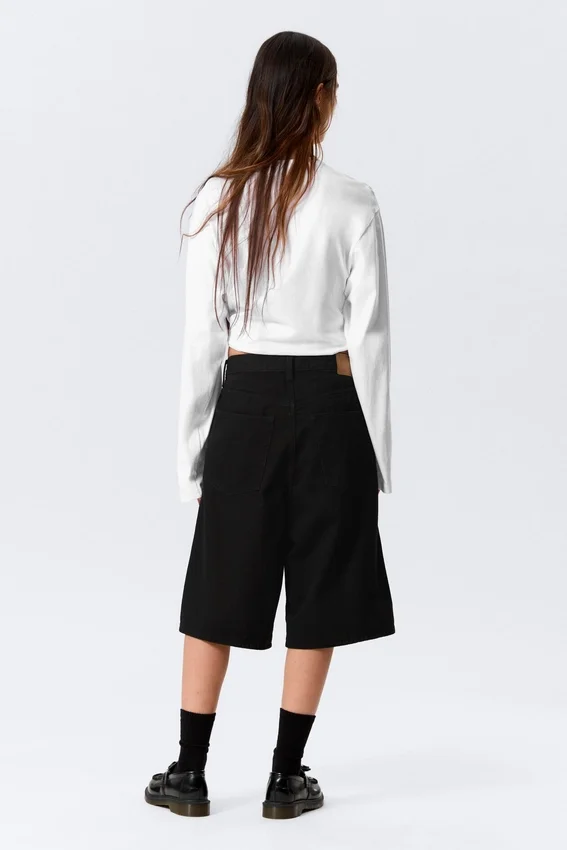 Pantalones cortos vaqueros holgados de talle medio Astro – Negro lavado – Negro Pantalones cortos vaqueros holgados de talle medio Astro – Negro lavado – Negro