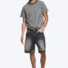 Pantalones cortos vaqueros holgados de talle medio Galaxy – Azul láser – Azul medio Pantalones cortos vaqueros holgados de talle medio Galaxy – Azul láser – Azul medio