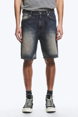 Pantalones cortos vaqueros holgados de talle medio Galaxy – Azul láser – Azul medio