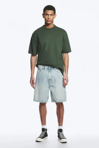 Pantalones cortos vaqueros holgados de talle medio Galaxy – Azul sueño – Azul claro