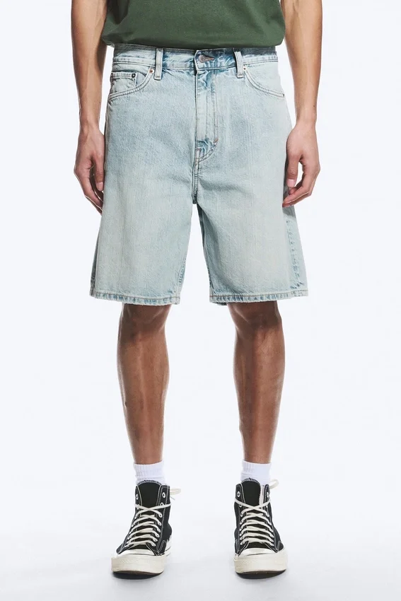 Pantalones cortos vaqueros holgados de talle medio Galaxy – Azul sueño – Azul claro Pantalones cortos vaqueros holgados de talle medio Galaxy – Azul sueño – Azul claro