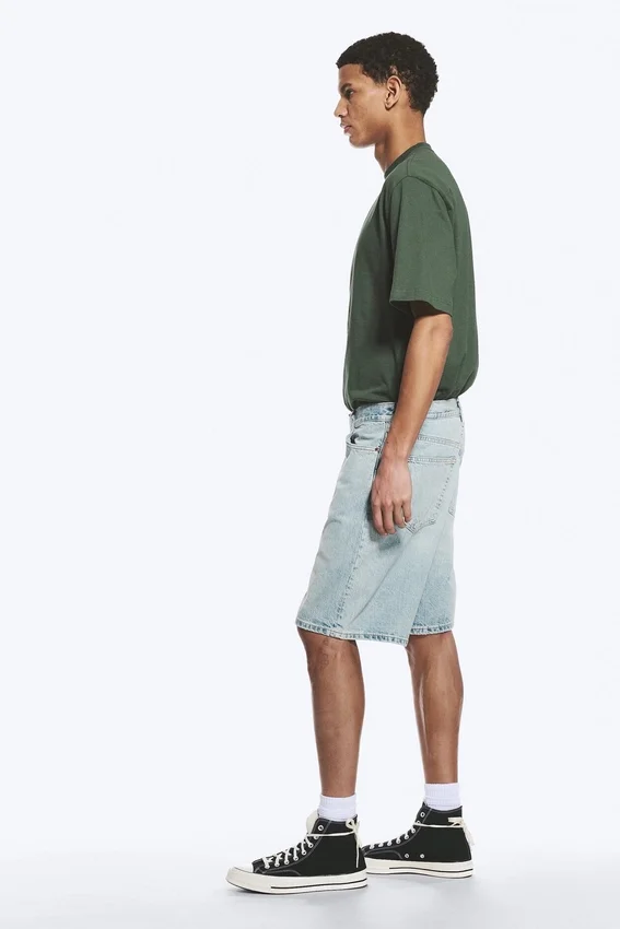 Pantalones cortos vaqueros holgados de talle medio Galaxy – Azul sueño – Azul claro Pantalones cortos vaqueros holgados de talle medio Galaxy – Azul sueño – Azul claro