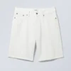 Pantalones cortos vaqueros holgados de talle medio Galaxy – Blanco Pantalones cortos vaqueros holgados de talle medio Galaxy – Blanco