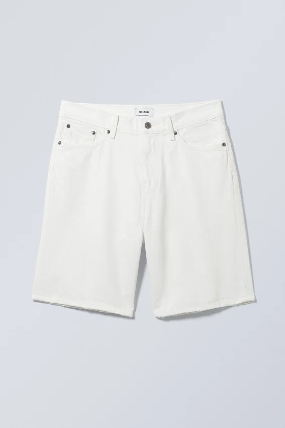 Pantalones cortos vaqueros holgados de talle medio Galaxy – Blanco Pantalones cortos vaqueros holgados de talle medio Galaxy – Blanco