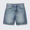Pantalones cortos vaqueros holgados de talle medio Galaxy – Blue Horses – Azul medio Pantalones cortos vaqueros holgados de talle medio Galaxy – Blue Horses – Azul medio