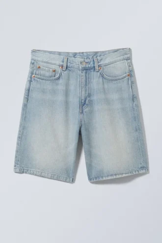 Pantalones cortos vaqueros holgados de talle medio Galaxy – Lip Blue – Azul claro Pantalones cortos vaqueros holgados de talle medio Galaxy – Lip Blue – Azul claro