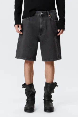 Pantalones cortos vaqueros holgados de talle medio Galaxy – Tuned Black