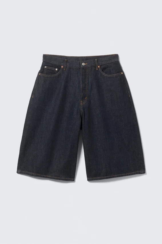 Pantalones cortos vaqueros holgados de tiro medio Void – Blue Rinse – Azul oscuro Pantalones cortos vaqueros holgados de tiro medio Void – Blue Rinse – Azul oscuro