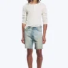 Pantalones cortos vaqueros holgados hasta la mitad del muslo – Azul puerto – Azul claro Pantalones cortos vaqueros holgados hasta la mitad del muslo – Azul puerto – Azul claro