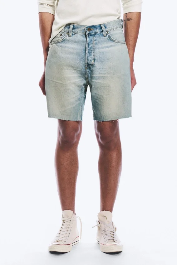 Pantalones cortos vaqueros holgados hasta la mitad del muslo – Azul puerto – Azul claro Pantalones cortos vaqueros holgados hasta la mitad del muslo – Azul puerto – Azul claro