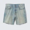 Pantalones cortos vaqueros holgados hasta la mitad del muslo – Azul puerto – Azul claro Pantalones cortos vaqueros holgados hasta la mitad del muslo – Azul puerto – Azul claro
