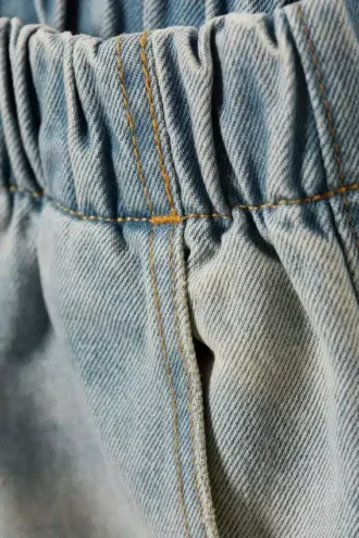 Pantalones cortos vaqueros holgados Saturn sin cremallera – Azul puerto – Azul claro