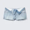 Pantalones cortos vaqueros Lana Fold Down – Azul fresco – Azul claro