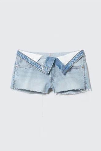 Pantalones cortos vaqueros Lana Fold Down – Azul fresco – Azul claro