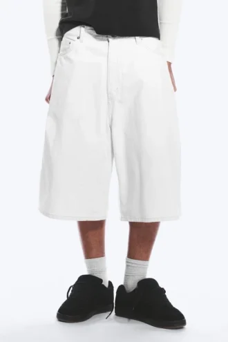 Pantalones cortos vaqueros largos holgados de talle medio Void – Blanco sucio – Blanco