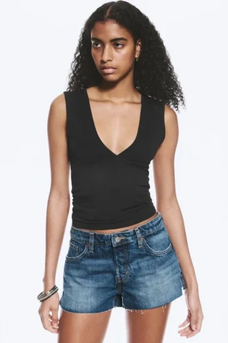 Pantalones cortos vaqueros mini de talle bajo Bite – Azul radio – Azul medio