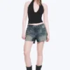 Pantalones cortos vaqueros mini de talle bajo con efecto desgastado Duchess – Azul Báltico – Azul oscuro Pantalones cortos vaqueros mini de talle bajo con efecto desgastado Duchess – Azul Báltico – Azul oscuro