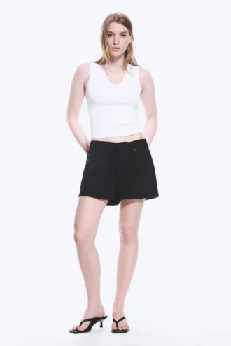 Pantalones cortos vaqueros mini de talle bajo con efecto desgastado Duchess – Lavado negro – Negro