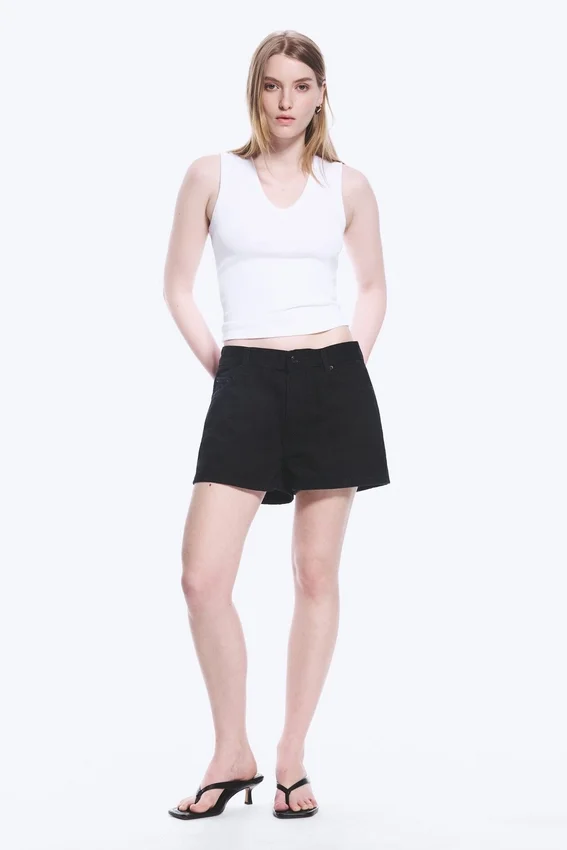 Pantalones cortos vaqueros mini de talle bajo con efecto desgastado Duchess – Lavado negro – Negro Pantalones cortos vaqueros mini de talle bajo con efecto desgastado Duchess – Lavado negro – Negro
