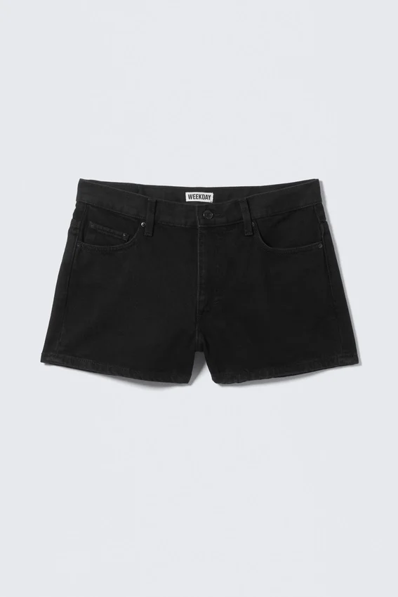 Pantalones cortos vaqueros mini de talle bajo con efecto desgastado Duchess – Lavado negro – Negro Pantalones cortos vaqueros mini de talle bajo con efecto desgastado Duchess – Lavado negro – Negro