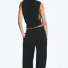 Pantalones de algodón arrugado – Negro Pantalones de algodón arrugado – Negro