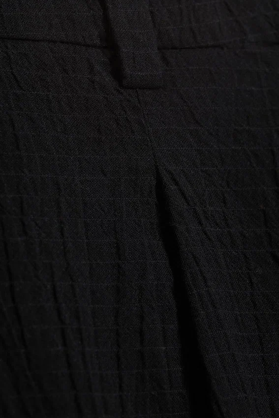 Pantalones de algodón arrugado – Negro Pantalones de algodón arrugado – Negro
