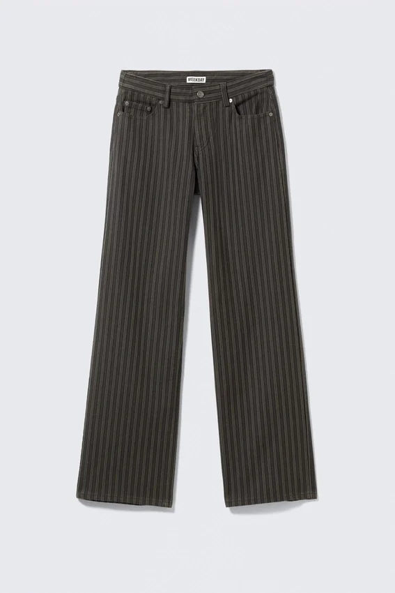 Pantalones de algodón de cintura baja con rayas diplomáticas – Gris oscuro a rayas Pantalones de algodón de cintura baja con rayas diplomáticas – Gris oscuro a rayas