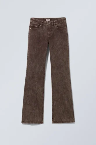 Pantalones de algodón de corte acampanado bajo – Marrón oscuro estructurado
