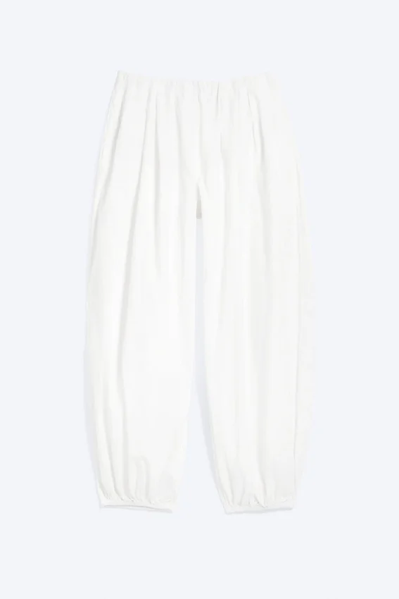 Pantalones de algodón de corte globo – Blanco Pantalones de algodón de corte globo – Blanco