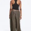Pantalones de algodón de corte globo – Gris topo oscuro Pantalones de algodón de corte globo – Gris topo oscuro