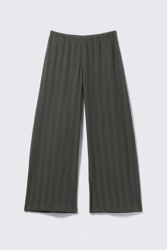 Pantalones de algodón holgados de talle bajo sin cremallera – Gris oscuro Pantalones de algodón holgados de talle bajo sin cremallera – Gris oscuro