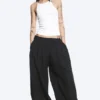 Pantalones de algodón tipo globo – Negro