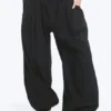 Pantalones de algodón tipo globo – Negro
