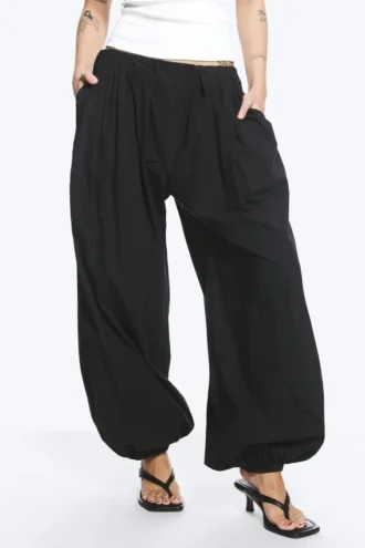 Pantalones de algodón tipo globo – Negro