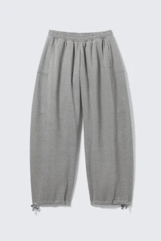 Pantalones de chándal de felpa de algodón de corte holgado – Gris jaspeado