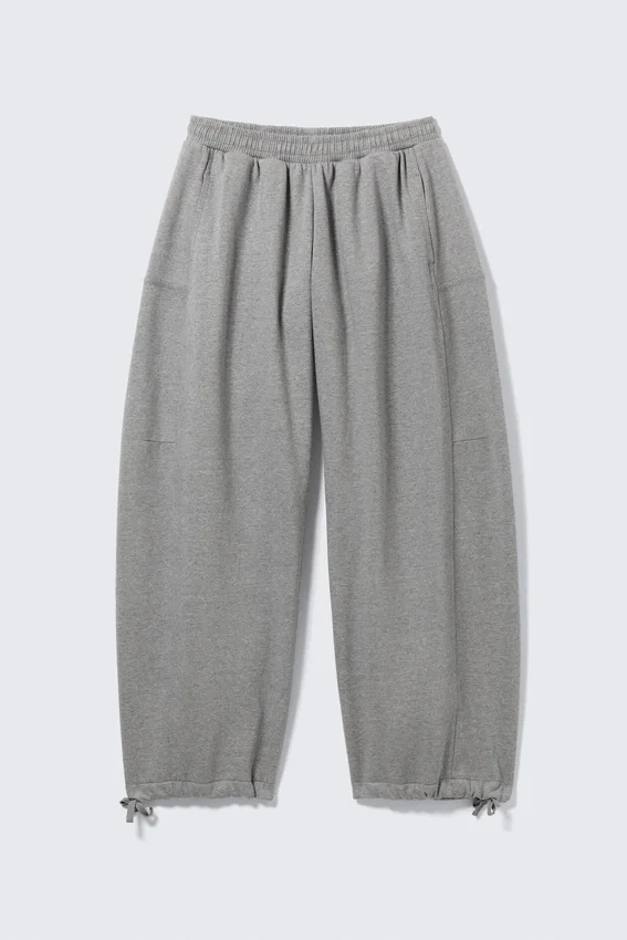 Pantalones de chándal de felpa de algodón de corte holgado – Gris jaspeado Pantalones de chándal de felpa de algodón de corte holgado – Gris jaspeado